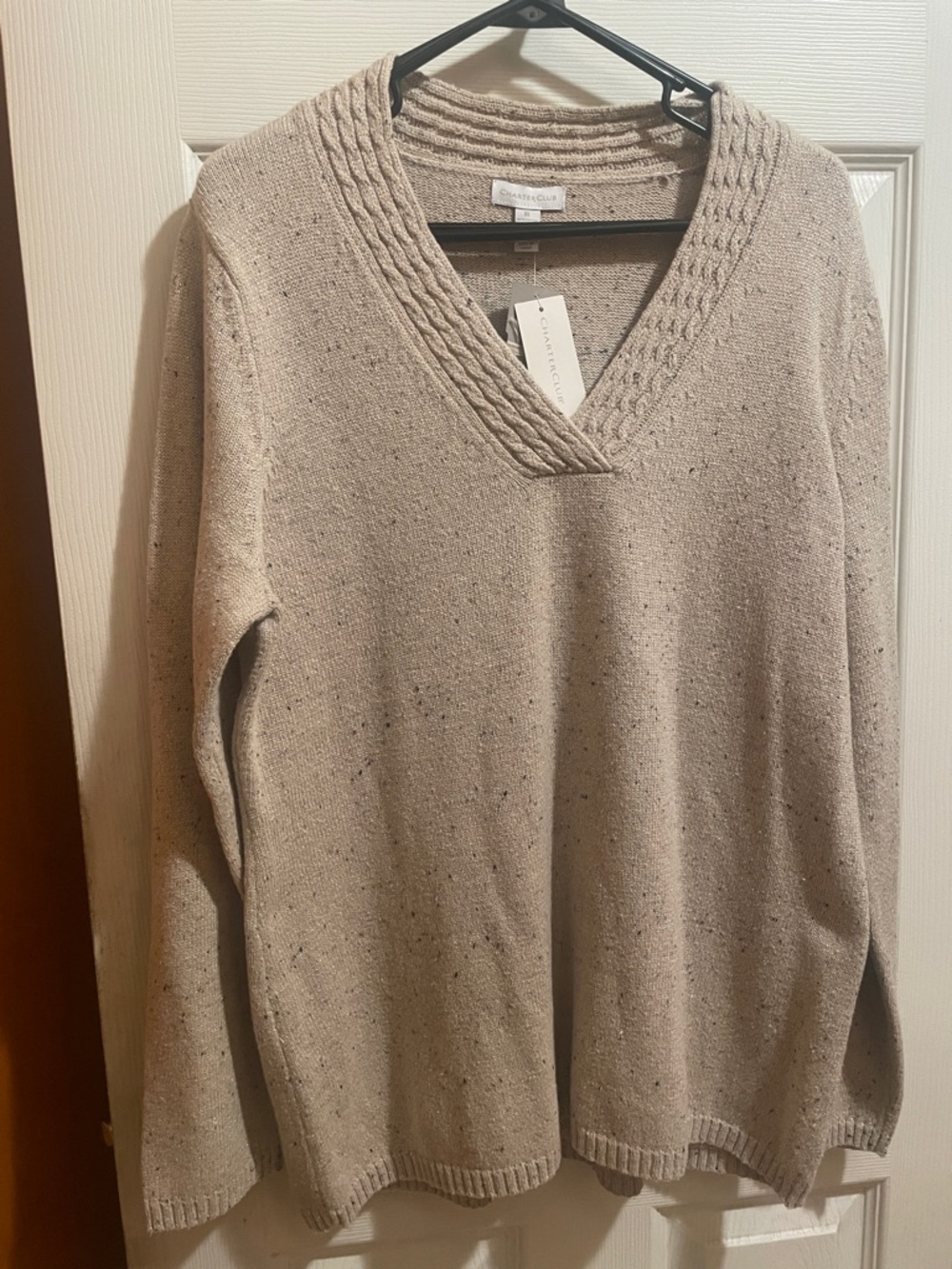croft & barrow Oatmeal Speckled V-Neck Sweater